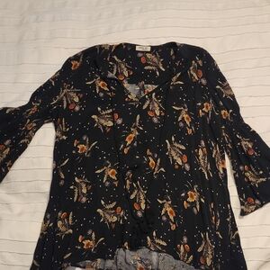 Boho Floral Black Women's Top